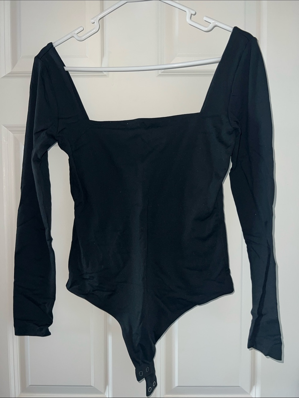 nuuds Black Square Neck Long Sleeve Bodysuit